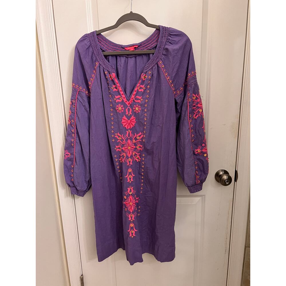 Lilly Pulitzer Cammie Floral Embroidered 14 Dress in Mystical Purple Boho Fairy